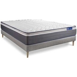Actisom Somier gris + colchón con espuma viscoelástica 120 x 190