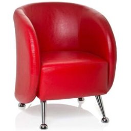 hjh OFFICE Sillón tapizada piel sintética rojo