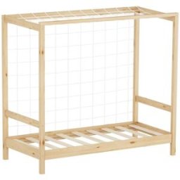 ML-Design Cama infantil 70x140 cm con portería de fútbol, madera de pino natural