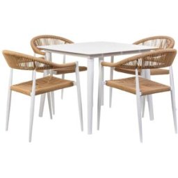 Wanderlust deco Conjunto de mesa y 4 sillas beige, mesa:90x90x74.silla(4):56x60x78