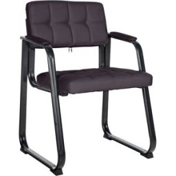 CLP Silla con patas de metal y asiento en Simil cuero Marrón