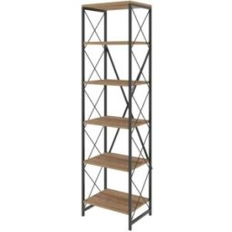 Dmora Estante para libros efecto madera roble, negro 50x30 h180 cm
