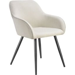 Tectake Silla de comedor con diseño de pana 58 x 62 x 82 cm crema/negro