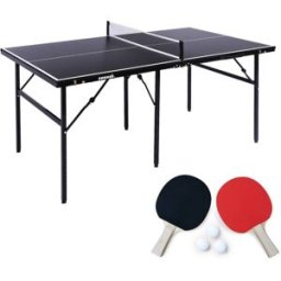 sweeek Mesa de ping pong plegable para interior con 2 raquetas y 3 pelotas,