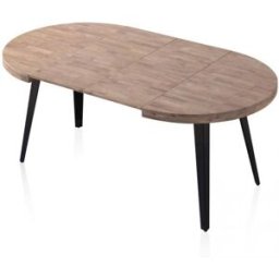 duehome Mesa de comedor redonda extensible 120-200x120 cm roble honey negro