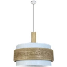 Wonderlamp Lámpara de techo con pantalla blanca y pieza decorativa de madera ø40