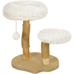 Urban Cocon Árbol rascador de diseño con postes de madera y cama, blanco