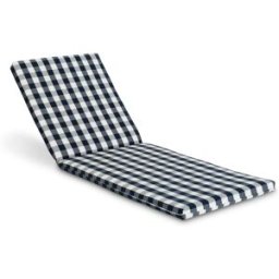 Defora Home Cojín de tumbona cuadro azul/blanco