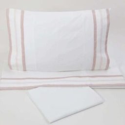 Casa da Laura Sábanas 100% algodón 200 hilos pregas rosa cama 135/140 2 almohadas