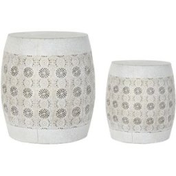 NIYLO Conjunto de 2 mesitas auxiliares de acero blanco 40x40x42 cm