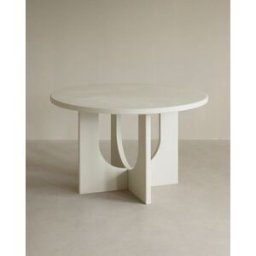 Decowood Mesa de comedor redonda de microcemento 120x75cm