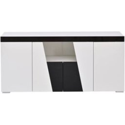 Urban Meuble Aparador de diseño en blanco y negro, 140 cm, con iluminación LED