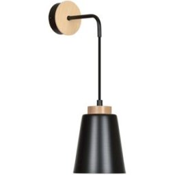 Wonderlamp Aplique de pared con pantalla negra y altura regulable