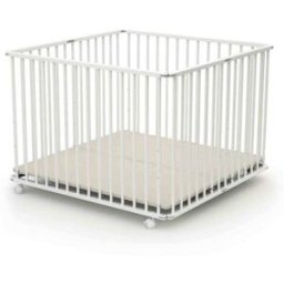 Webaby Parque infantil plegable madera blanco 100 x 100 cm