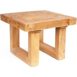 Bazar Bizar Mesa auxiliar de madera de teca reciclada marrón 50x50x40cm