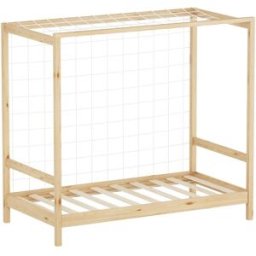 ML-Design Cama infantil 80x160 cm con portería de fútbol, madera de pino natural