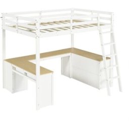 ComfortXL Cama alta 140x200 cm con escritorio cajones y estantería infantil