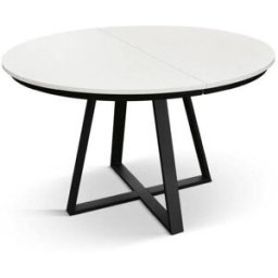 Konte.Design Mesa redonda de madera de fresno blanco, base antracita, 120