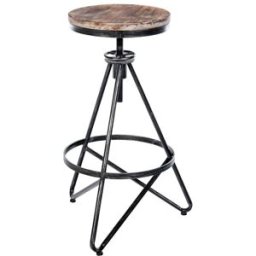 CLP Taburete de bar industrial regulable en metal plateado