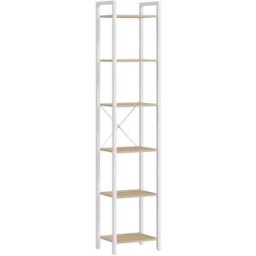 VASAGLE Librería de 6 niveles de 30 x 40 x 187,5 cm de color beige y blanco