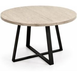 Home Heavenly Mesa comedor redonda extensible beige pata negra 76 x 120-160 x 120 cm