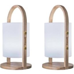 LUMISKY Juego de 2 lámparas portátiles inalámbricas madera h37cm