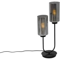 QAZQA Lámpara de mesa vidrio gris