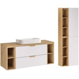 Petits meubles Conjunto de lavabo individual 120cm paneles laminados blanco