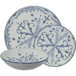 Fijalo Vajilla 18 pzs porcelana blanco deco. azul