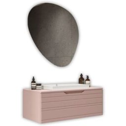 AQA DESIGN Mueble de baño con espejo 3 piezas en mdf rosa empolvado