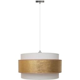 Wonderlamp Lámpara de techo dorado con triple pantalla de lino 40 cm diámetro