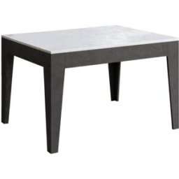 Itamoby Mesa extensible 90x120/180 cm efecto madera blanco y gris espatulado