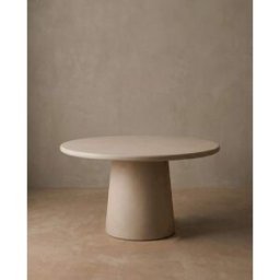 Decowood Mesa de comedor redonda de microcemento tono beige 160x75cm