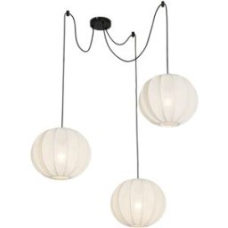 QAZQA Lámpara de techo seda blanca 30 cm 3 luces