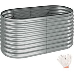 Tectake Huerto urbano elevado, acero galvanizado, resistente, plateado