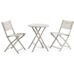 Fuori Set de balcón plegable beige con mesa redonda y 2 sillas