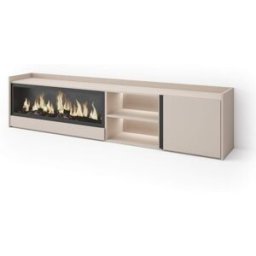 Skraut home Mueble tv efecto madera beige 212x35x50cm chimenea efecto fuego