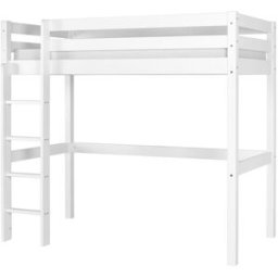 ID Kids Cama alta juvenil madera maciza blanco 90x190 cm