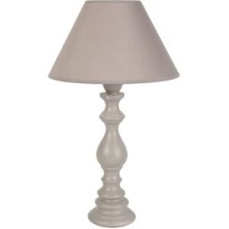 Tosel Lámpara de mesa columna madera taupe pantalla taupe