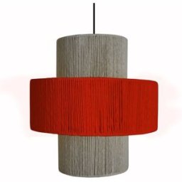 Tosel Suspensión metal negro pantalla rojo y natural