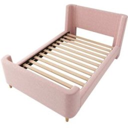 MODFU Cama infantil de terciopelo rosa 90 x 200 cm con cabecero de láminas