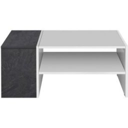 Whous Mesa de centro 1 compartimento 90 cm efecto madera blanco/gris piedra