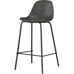 Maison Pavane Silla para isla central 65 cm de cuero sintético gris/negro