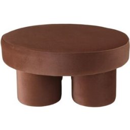 MACABANE Puf con diseño n.º 1 en tejido efecto terciopelo marrón