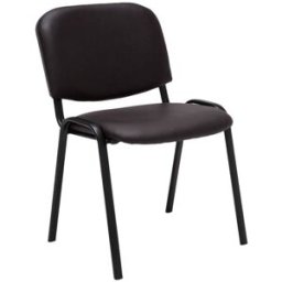 CLP Silla con patas de metal y asiento en Simil cuero Marrón