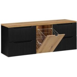 Petits meubles Mueble bajo lavabo y madera 160cm paneles laminados negro