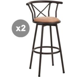 Meubles Cosy Conjunto de 2 taburetes de bar giratorios altura asiento 75 cm marrón
