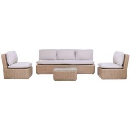 NIYLO Conjunto de muebles de jardín de ratán marrón 215x90x75 cm 5 plazas