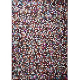 The Deco Factory Alfombra de cuero mosaico marrón multi 160x230