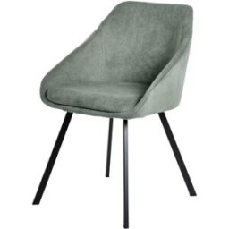 Koketto Home Silla acolchada de tejido a rayas color menta con patas de metal negro
